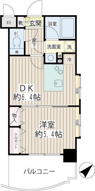 エクセル東神奈川(1DK/2階)の間取り写真