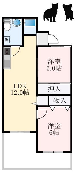 バッハレジデンス深井(2LDK/6階)の間取り写真