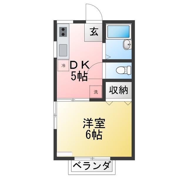エステートK(1DK/2階)の間取り写真
