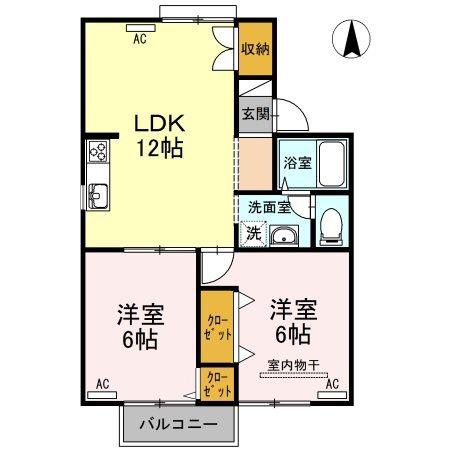 サンハイツMA棟(2LDK/2階)の間取り写真