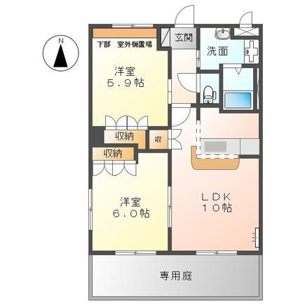 クレール(2LDK/1階)の間取り写真