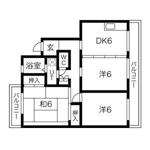 フラワービレッジ(3DK/2階)の間取り写真