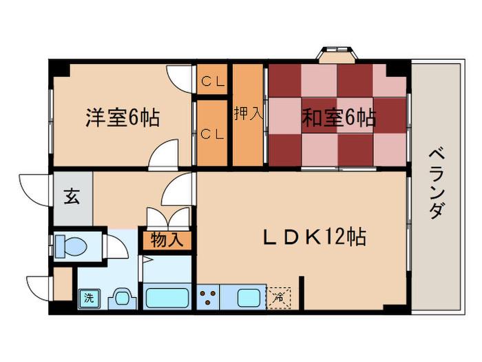 グランディ栗の木I(2LDK/4階)の間取り写真