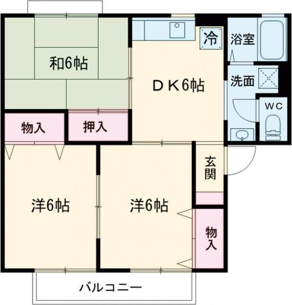 ヴィラージュN II(3DK/1階)の間取り写真