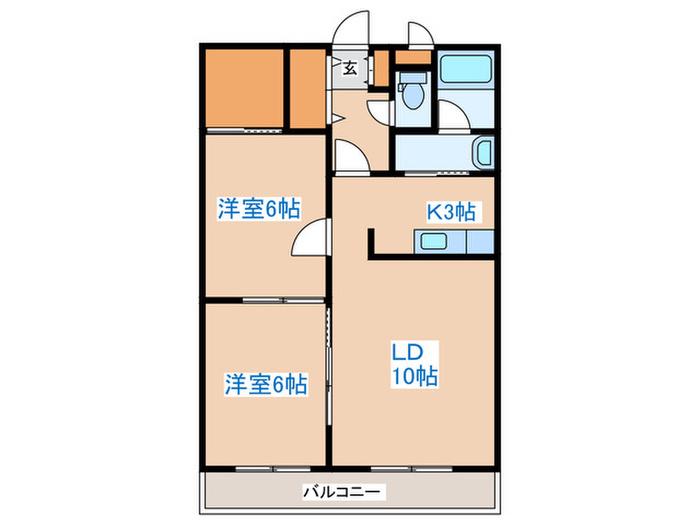 グランディールコート(2LDK/3階)の間取り写真