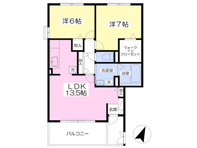 メゾンド・シャルムSK(2LDK/1階)の間取り写真