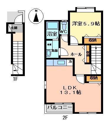 ディアコート・M(1LDK/2階)の間取り写真