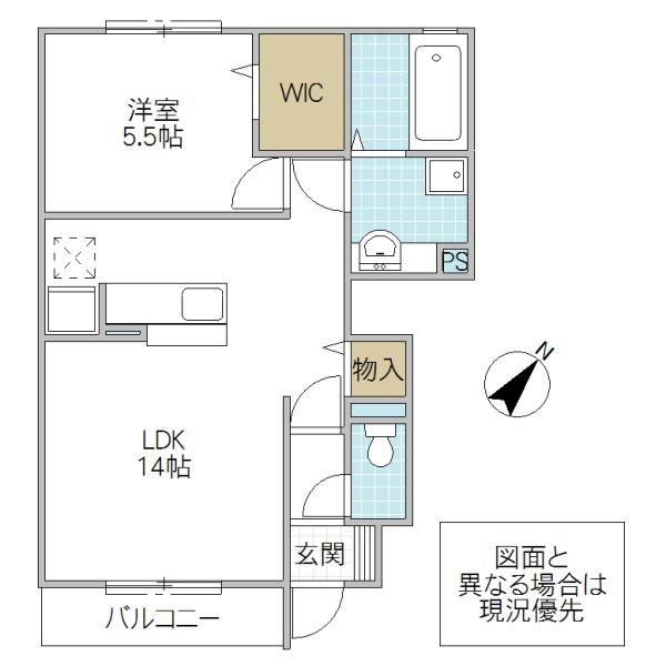 ボヌールD(1LDK/1階)の間取り写真