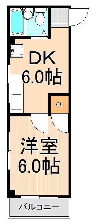 ハイネス緑(1DK/2階)の間取り写真