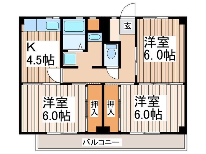 ビレッジハウス川井宿3号棟(3K/1階)の間取り写真