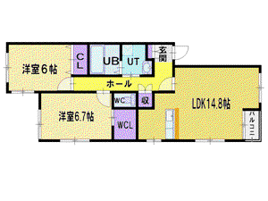 クレール(2LDK/2階)の間取り写真