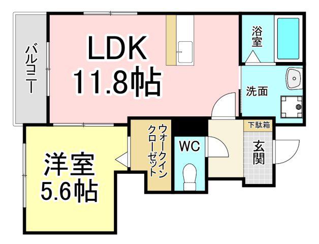 クレシア清田II(1LDK/1階)の間取り写真