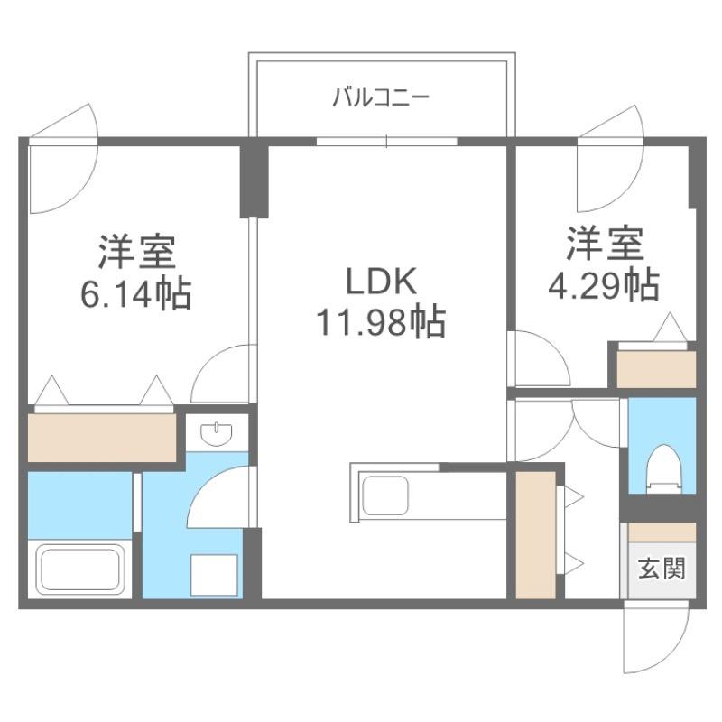 エフビル14(2LDK/3階)の間取り写真