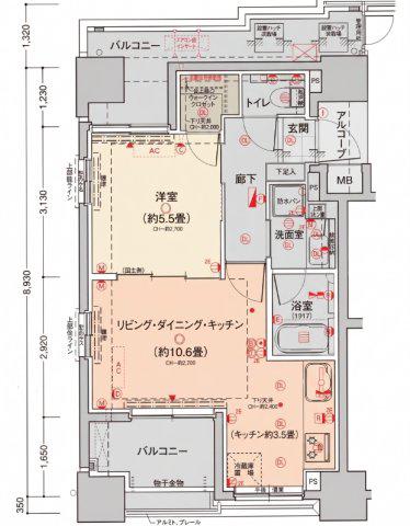アルシア駒沢公園(1LDK/10階)の間取り写真