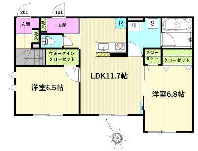 COLO・RITURAU(2LDK/1階)の間取り写真