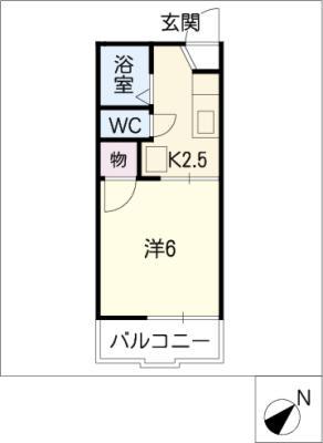 タウン上地(1K/2階)の間取り写真