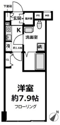 ラビバーレ阪東橋(1K/4階)の間取り写真