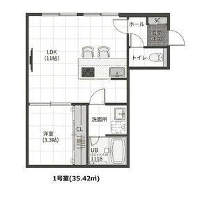 VERDURE ヴェルデュール(1LDK/3階)の間取り写真