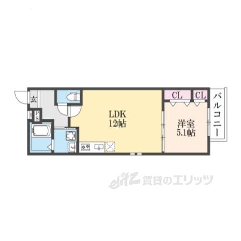 フジパレス忍ケ丘Ⅲ番館(1LDK/3階)の間取り写真