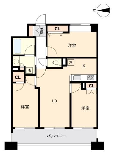 プライムアーバン仙台五橋(3LDK/9階)の間取り写真