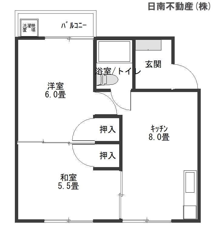 清水コーポ(2DK/2階)の間取り写真