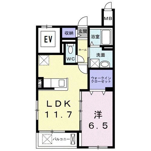 ベルソラーレ(1LDK/3階)の間取り写真