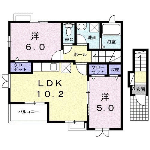 東京KSニューレジデンス(2LDK/2階)の間取り写真