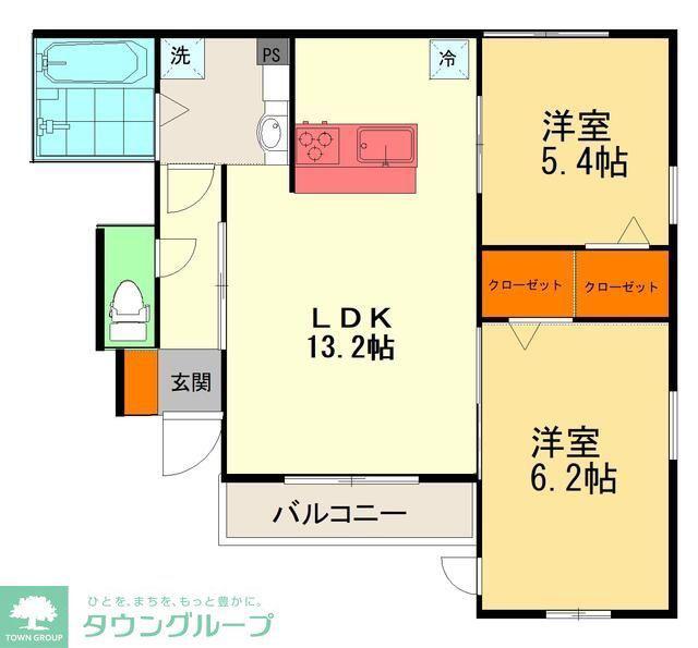 エラーブル(2LDK/1階)の間取り写真