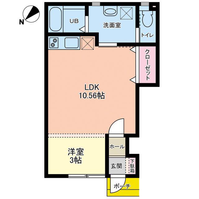 ルミナス松若(1LDK/1階)の間取り写真