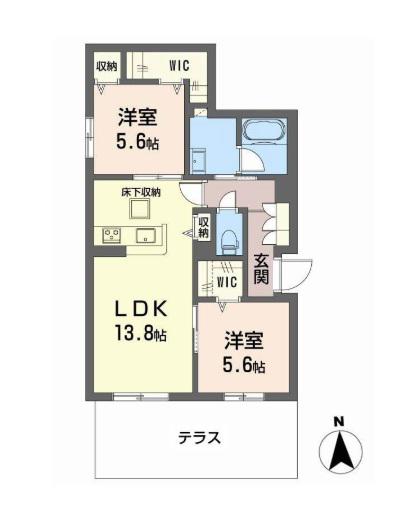 パルクブリーゼII(2LDK/1階)の間取り写真