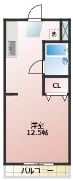 コーポ協和(ワンルーム/1階)の間取り写真