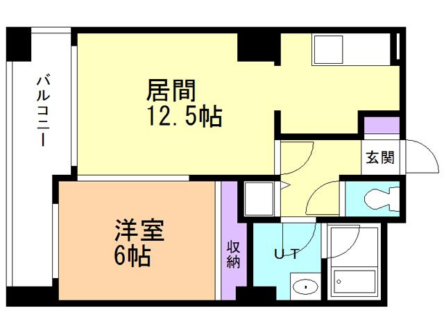 ベルシー室蘭(1LDK/2階)の間取り写真