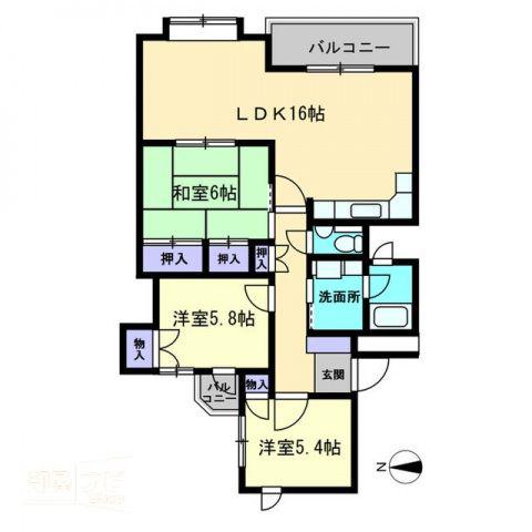 グランドール桜町(3LDK/2階)の間取り写真