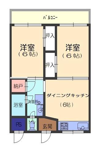 三木グリーンハイツ(2DK/3階)の間取り写真
