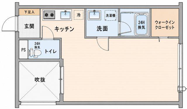 Kレジデンス(ワンルーム/2階)の間取り写真