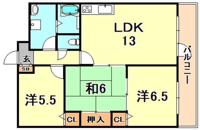 エクレール鶯町(3LDK/3階)の間取り写真