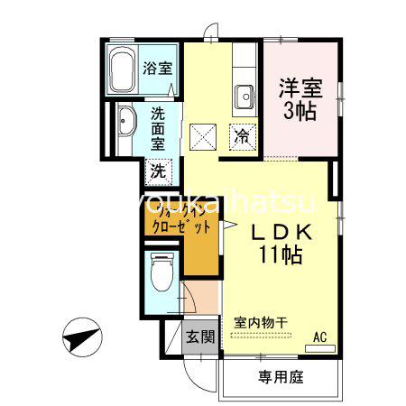 プランドール(1LDK/1階)の間取り写真