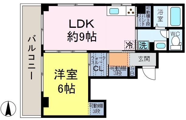 サンテラス小柳(1LDK/2階)の間取り写真