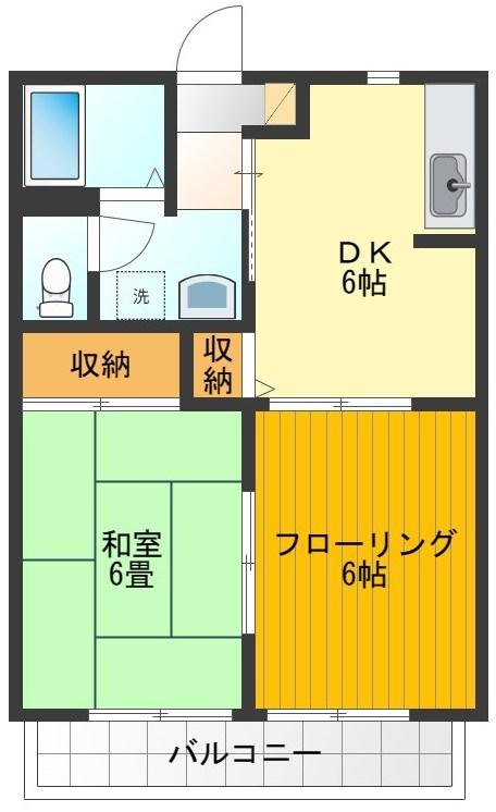 ネクサスクリハラ(2DK/1階)の間取り写真