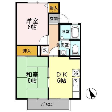 セジュールフェスタ B(2DK/2階)の間取り写真