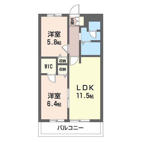 ヴィラージュ市川大町(2LDK/3階)の間取り写真