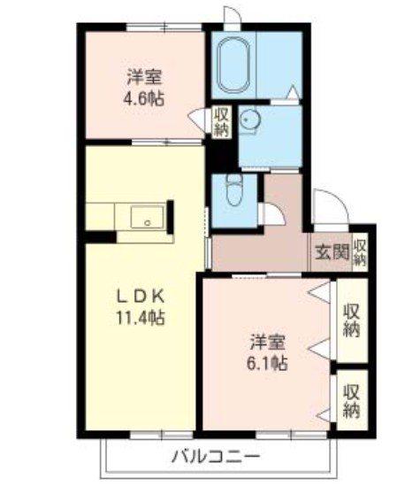 プランドールA(2LDK/2階)の間取り写真