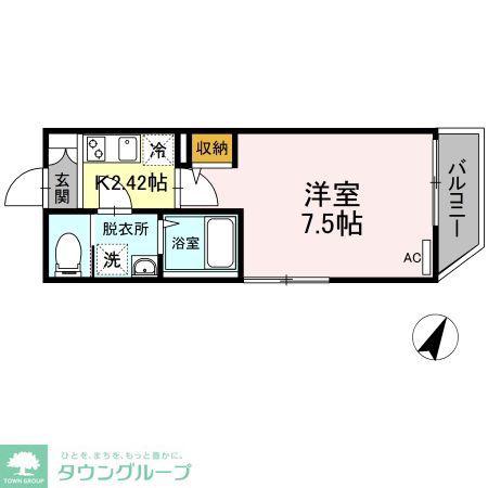 ARROWSAL目黒(1K/2階)の間取り写真