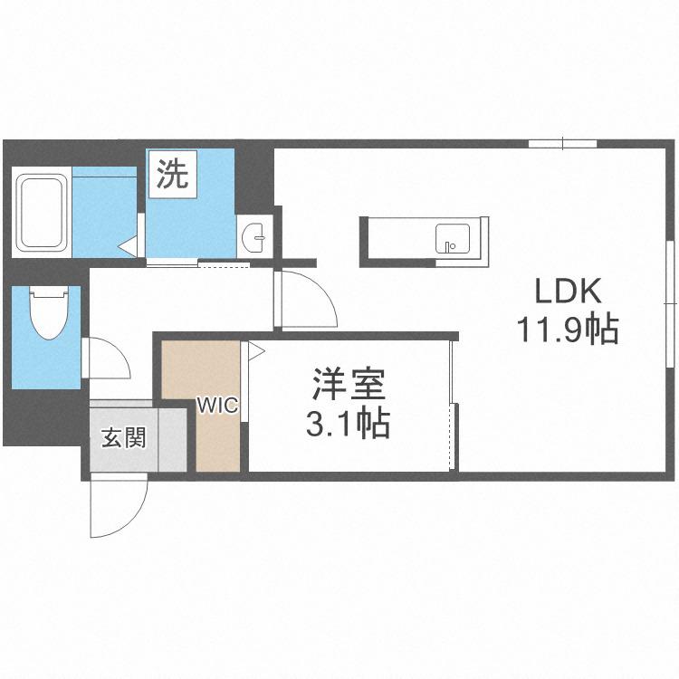 8 3W2C HACHI SANウエストNY(1LDK/2階)の間取り写真