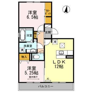 カーサフラグランツァII(2LDK/1階)の間取り写真