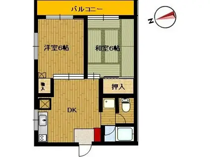 和光マンション(2DK/2階)の間取り写真