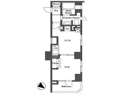 フォルム四谷外苑東(1DK/11階)の間取り写真
