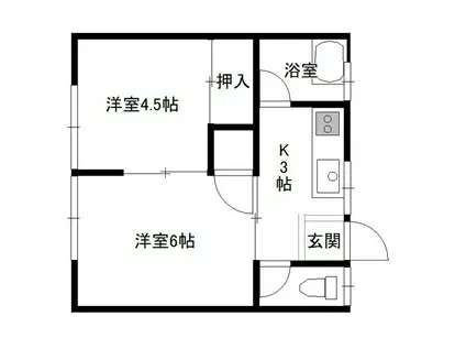 茶畑レジデンス(2K/2階)の間取り写真