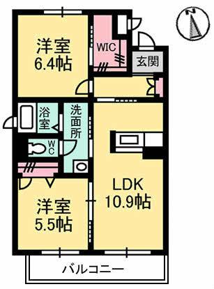 JR牟岐線 阿波富田駅 徒歩26分 3階建 築14年(2LDK/1階)の間取り写真