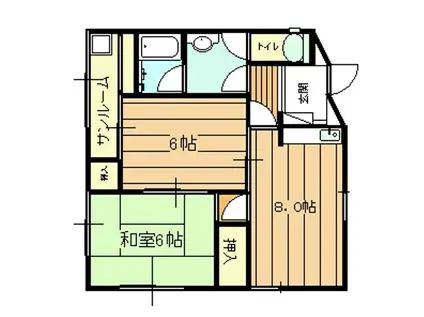 コーポ鳴和(2DK/2階)の間取り写真